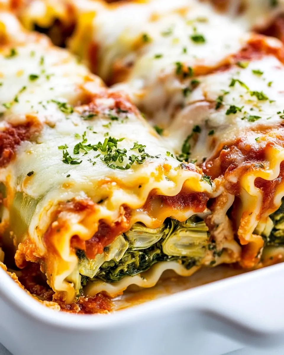 easy Spinach Artichoke Lasagna Roll-ups recipe image