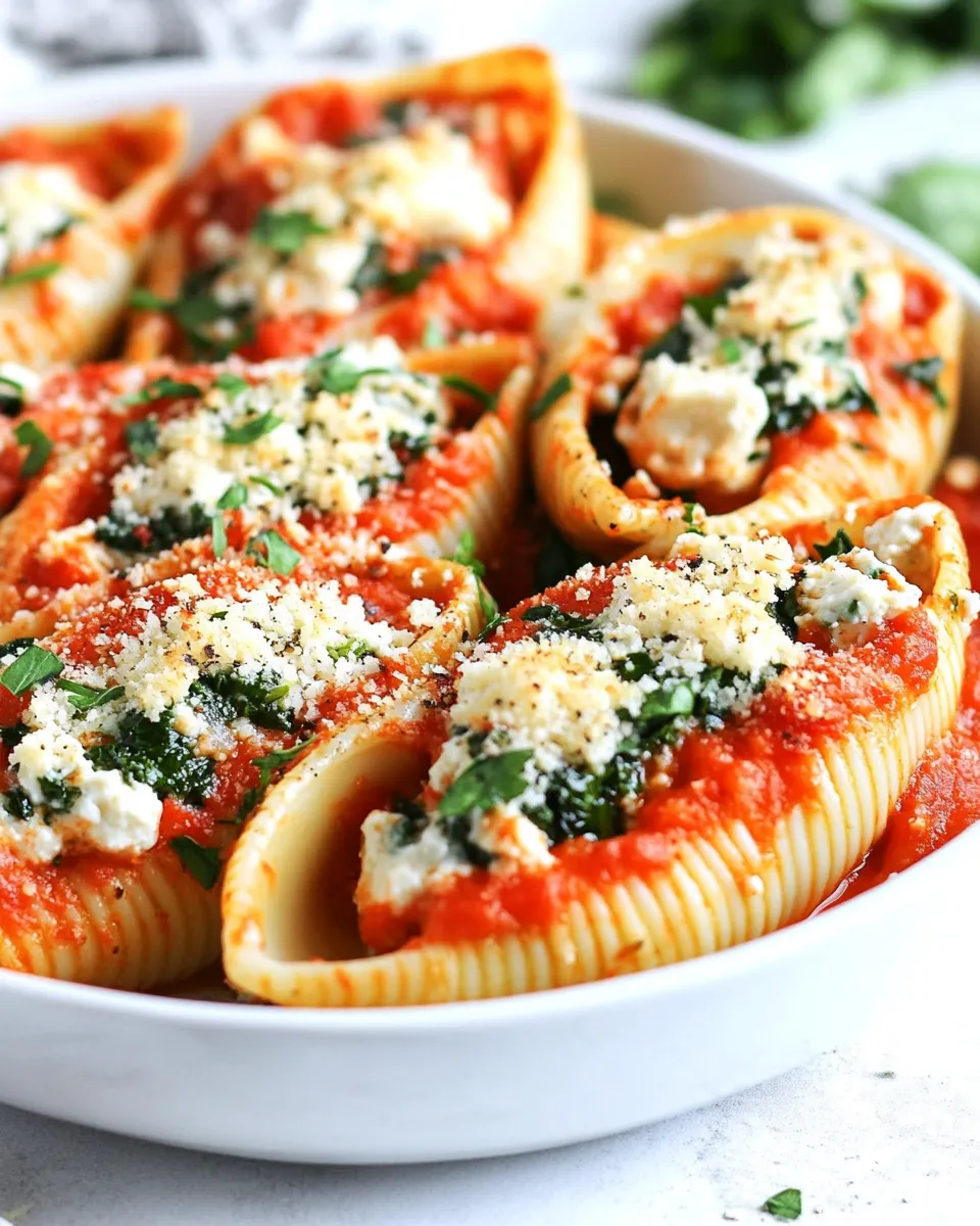 Delicious Spinach Ricotta Stuffed Shells food shot