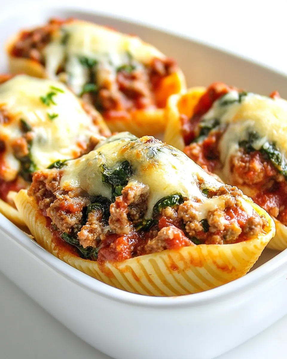 homemade Spinach and Ground Beef Stuffed Shells photo