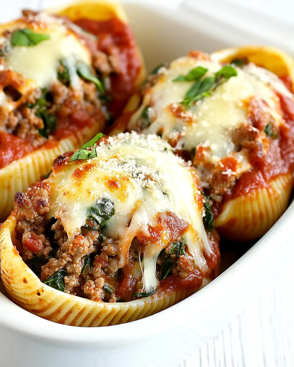 classic Spinach and Ground Beef Stuffed Shells image