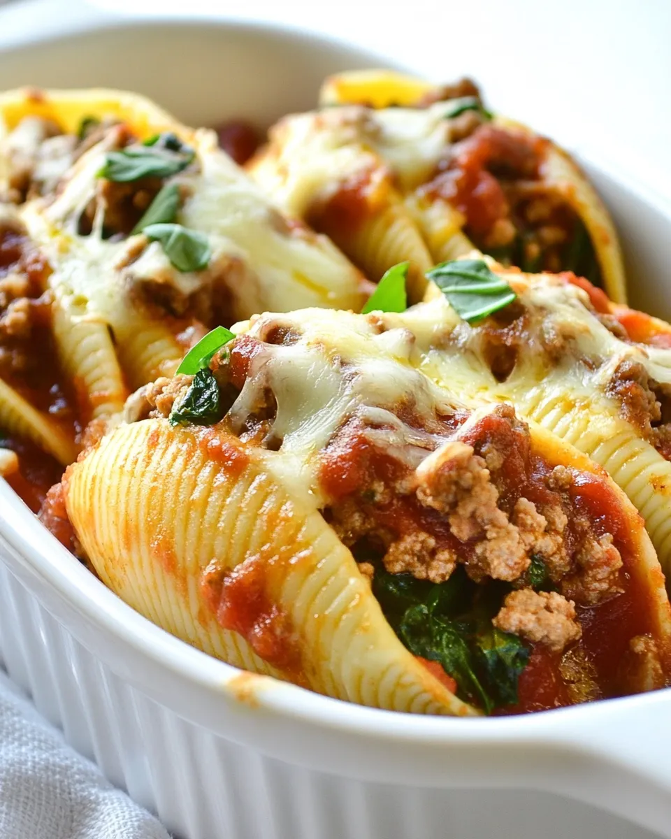 easy Spinach and Ground Beef Stuffed Shells recipe photo
