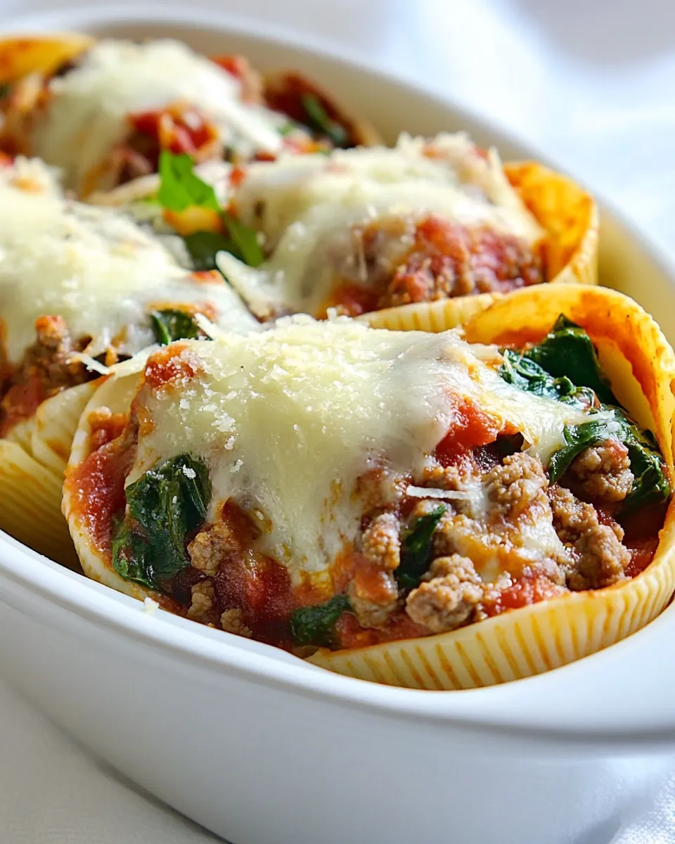 delicious Spinach and Ground Beef Stuffed Shells dish photo