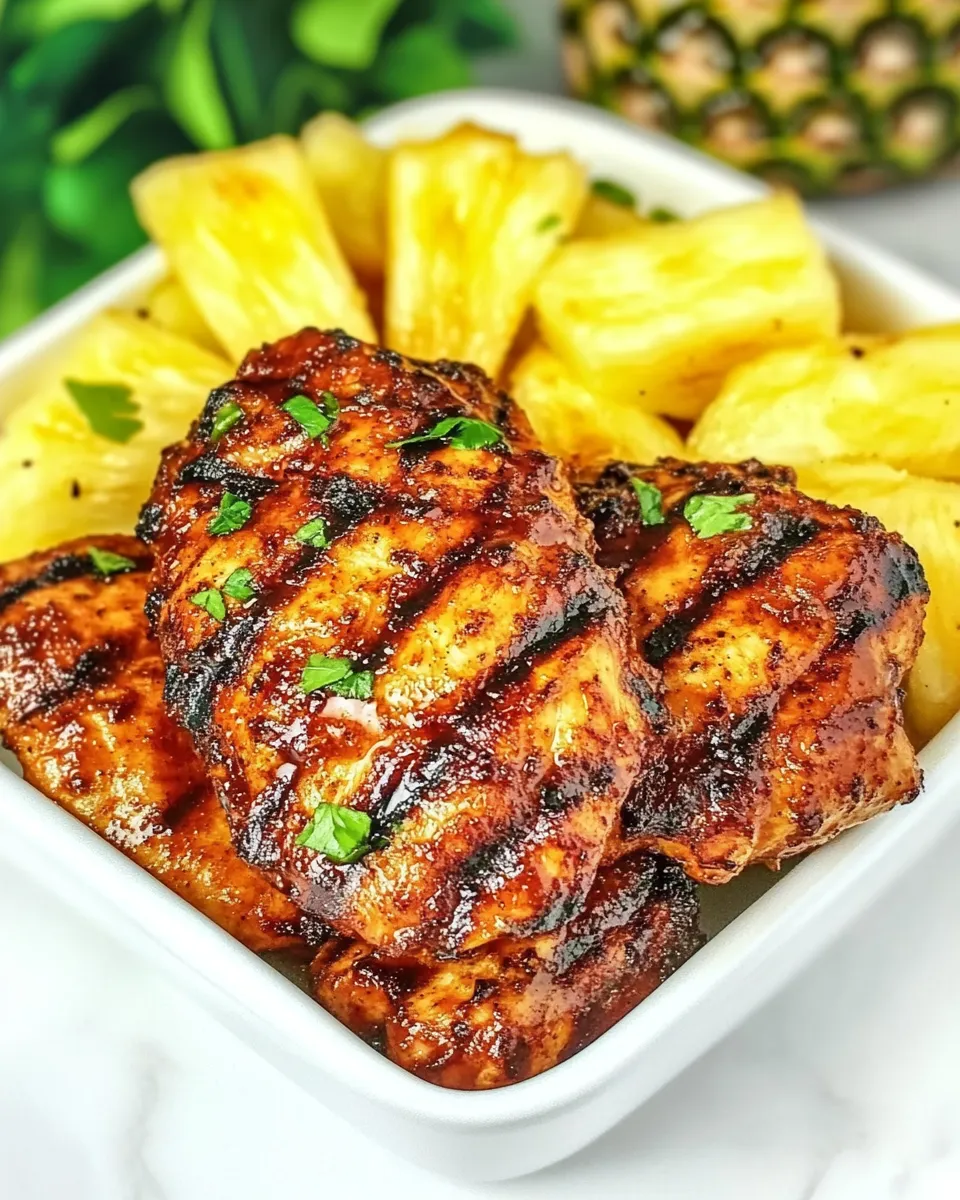 Delicious Sriracha Pineapple Grilled Chicken plate image