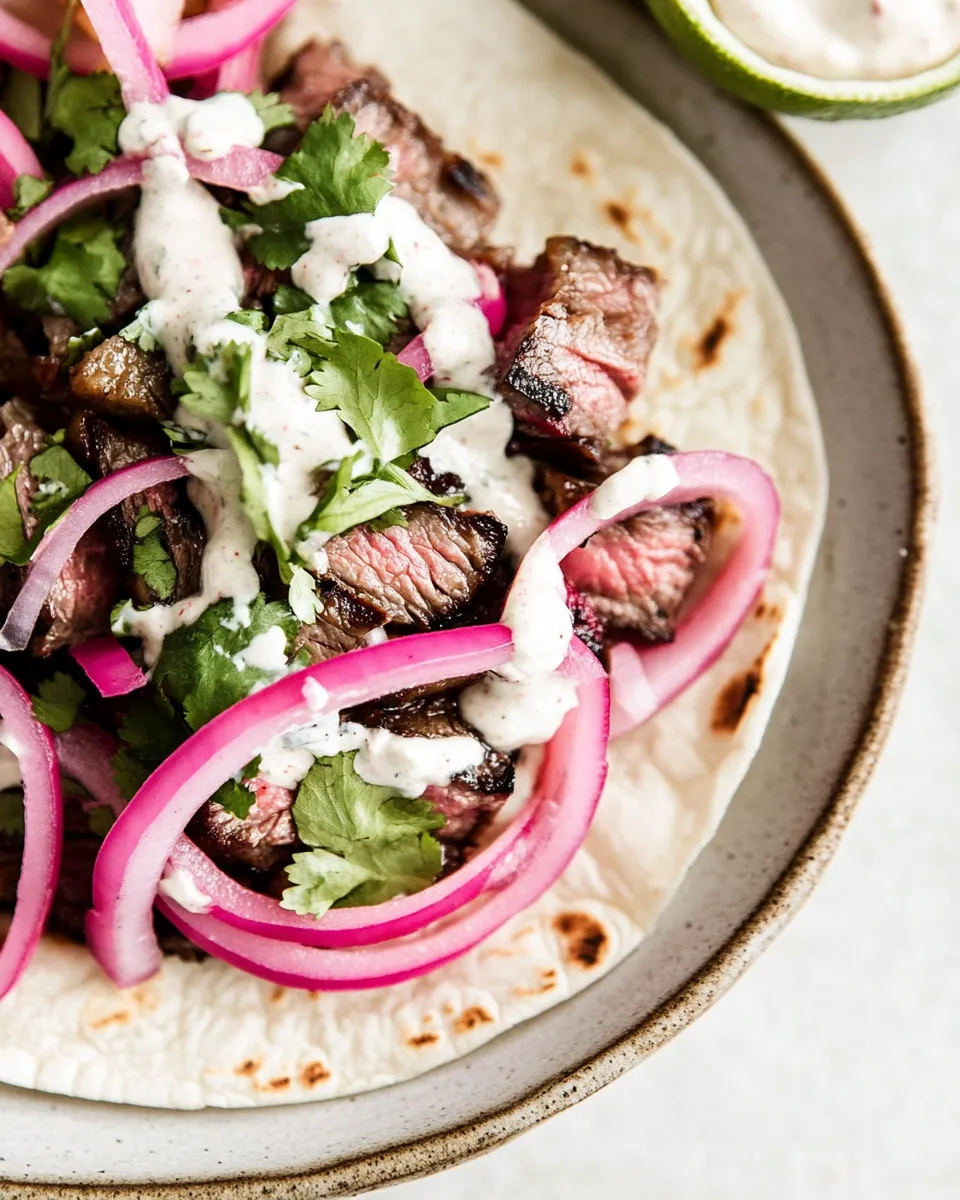 Homemade Steak Tacos food shot