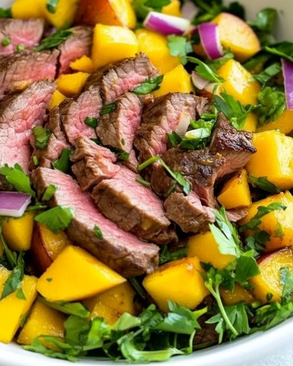 Delicious Steak and Mango Salad plate image