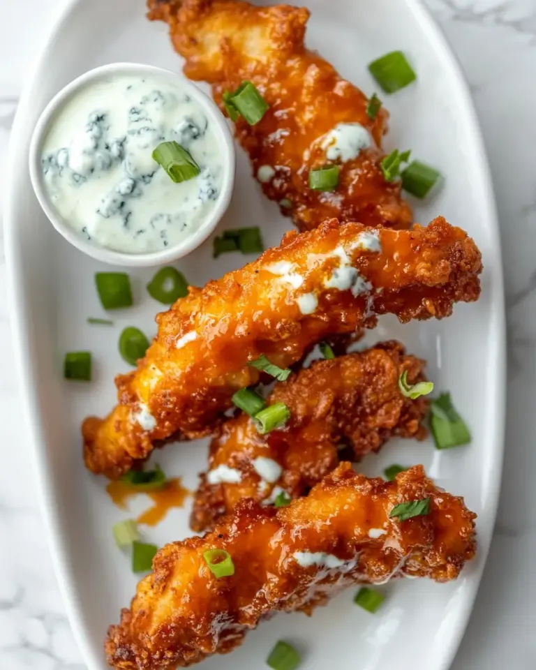 homemade Sticky Chicken Fingers with Yogurt Blue Cheese Sauce. photo
