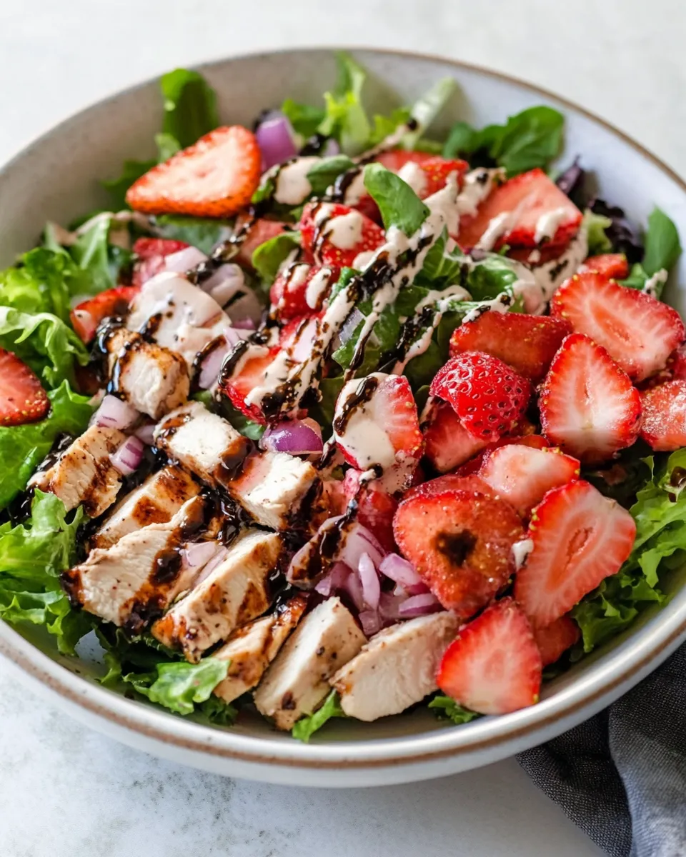 Delicious Strawberry Chicken Salad with Strawberry Balsamic Dressing plate image
