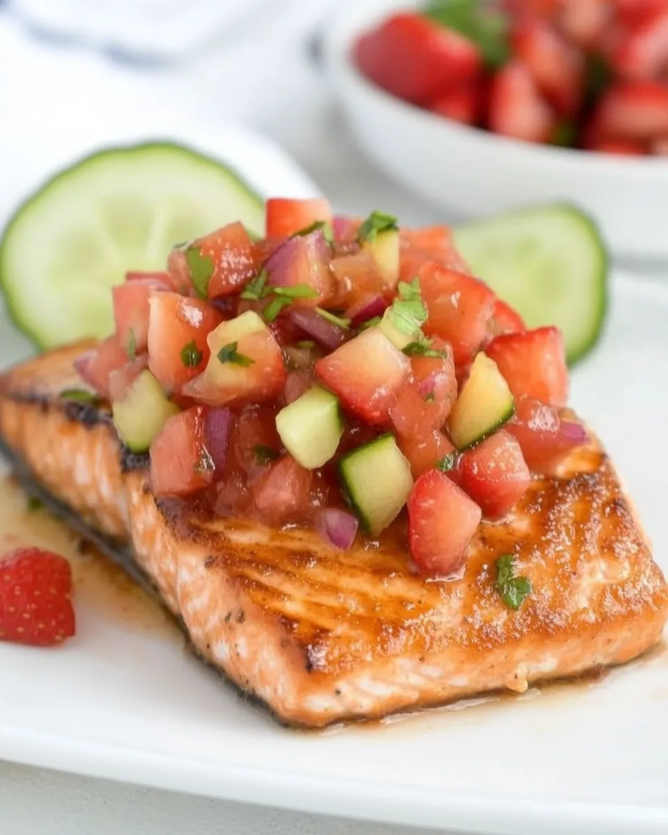 Classic Strawberry Salsa Topped Salmon image