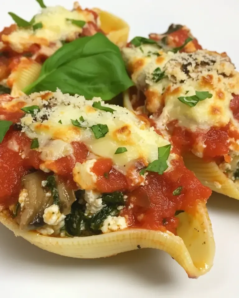 Homemade Stuffed Shells with Ricotta, Spinach, and Portobello Mushrooms photo