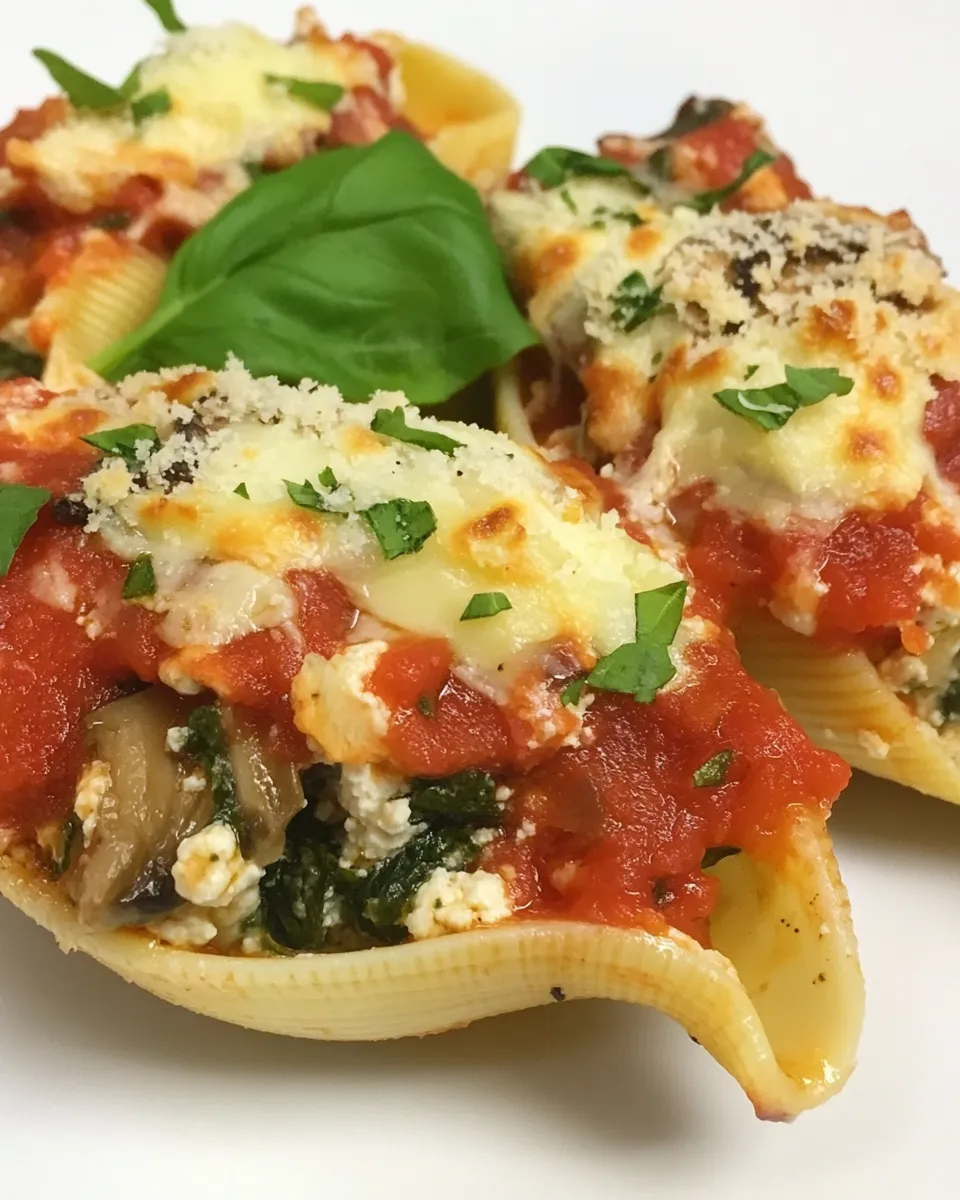 Homemade Stuffed Shells with Ricotta, Spinach, and Portobello Mushrooms photo