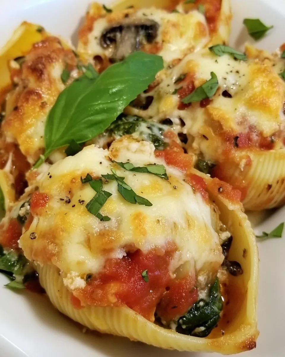 Easy Stuffed Shells with Ricotta, Spinach, and Portobello Mushrooms recipe image