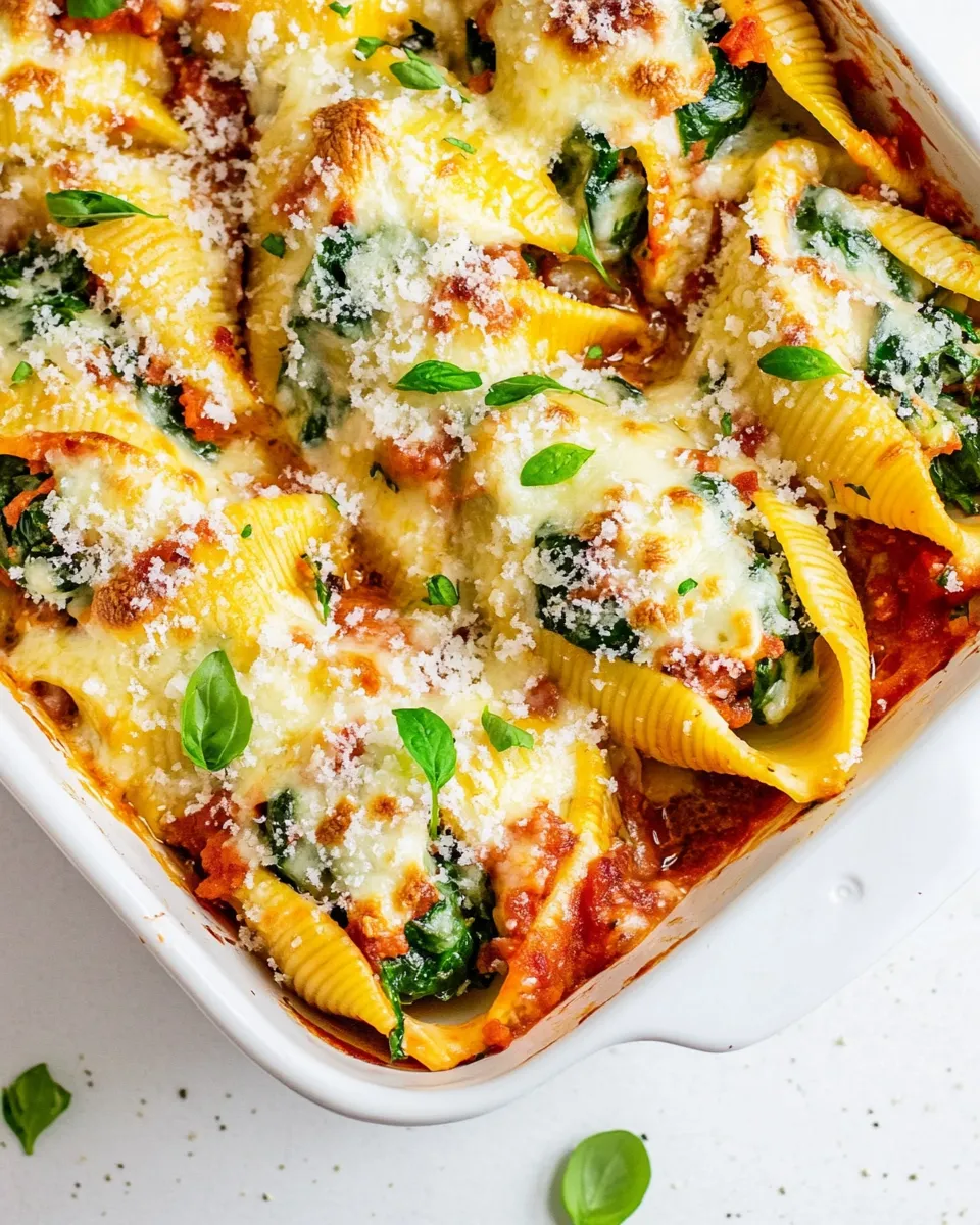 Delicious Stuffed Shells with Spinach plate image