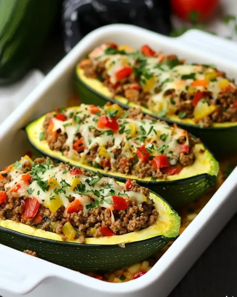 Homemade Stuffed Zucchini Recipe with Ground Beef photo
