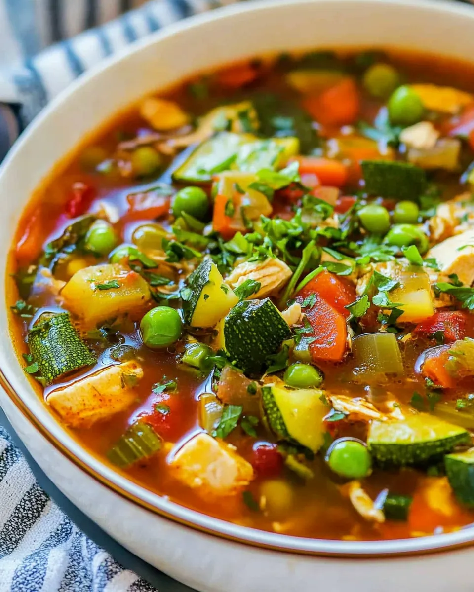 Easy Summer Chicken Vegetable Soup food shot
