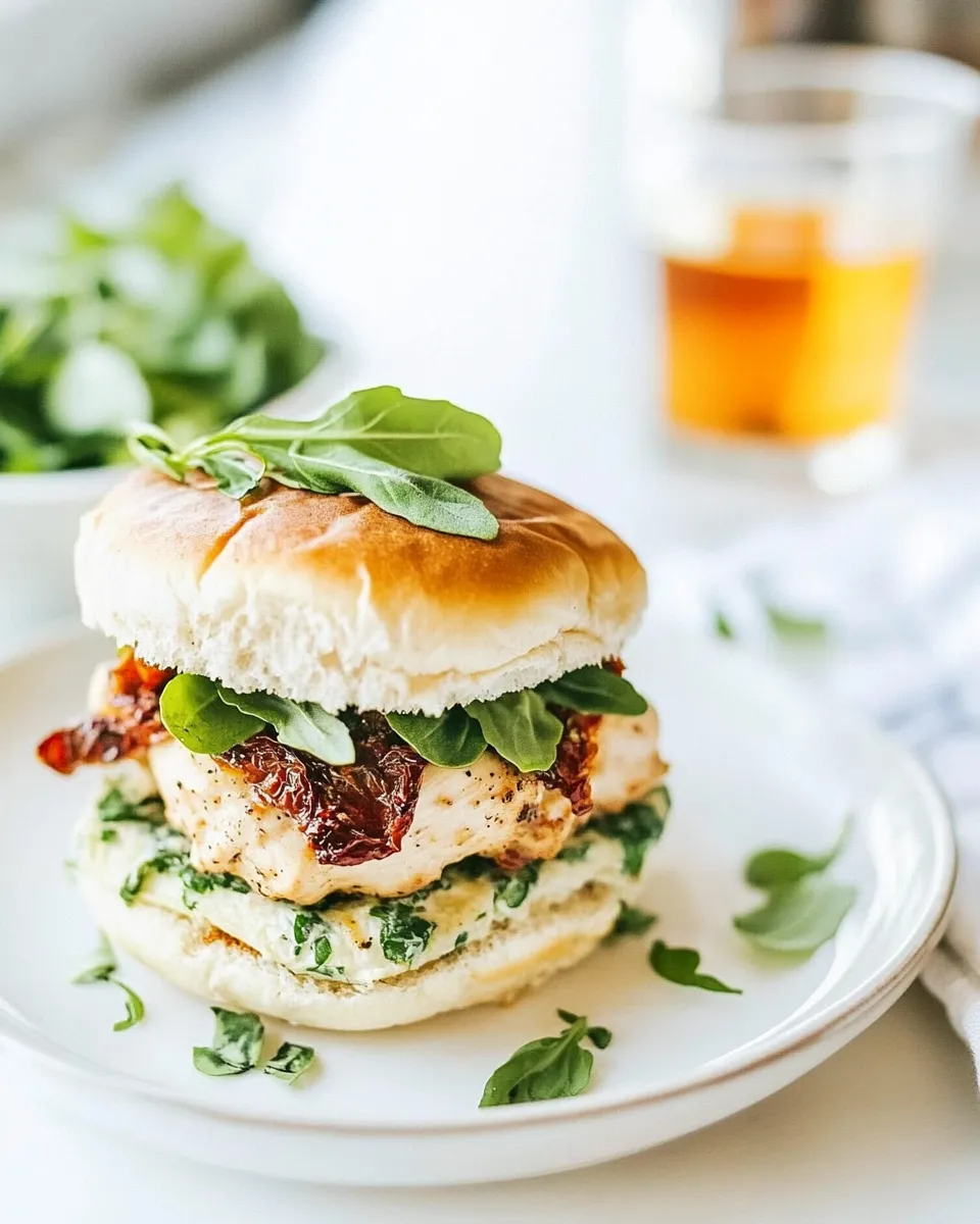 Easy Sun Dried Tomato Chicken Burgers food shot