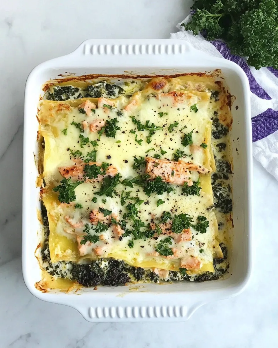 Homemade Superfood Salmon Lasagna with Kale and Spinach photo