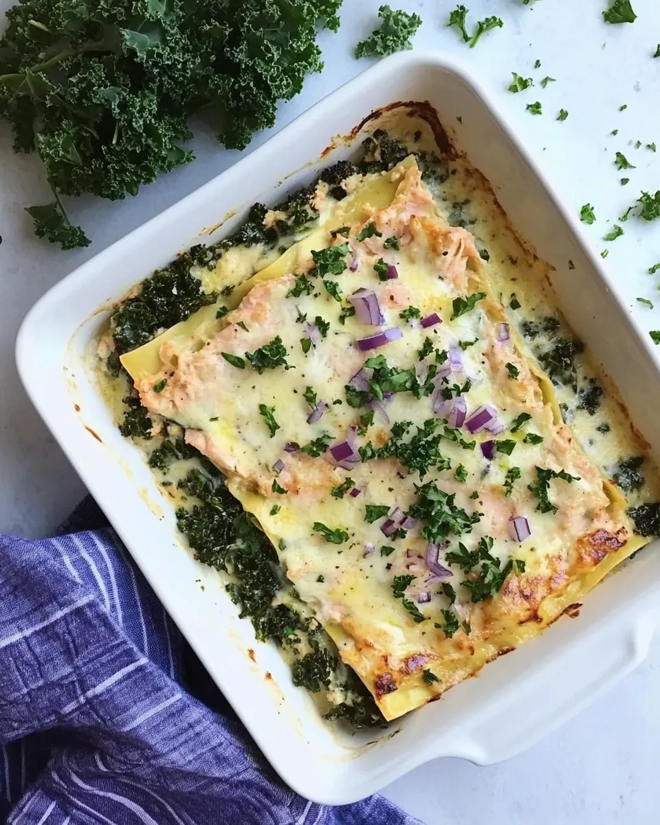 Delicious Superfood Salmon Lasagna with Kale and Spinach dish photo