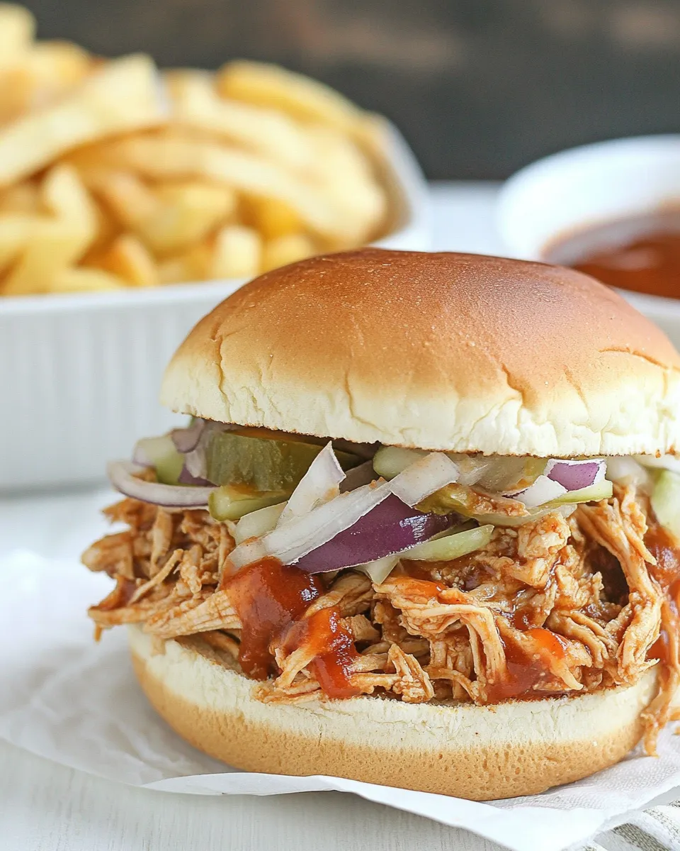 Classic Sweet BBQ Shredded Chicken Sandwiches dish photo