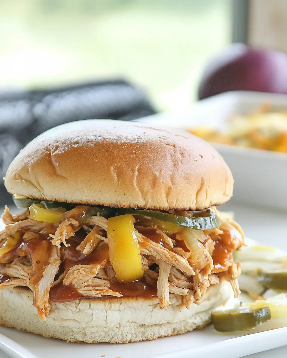 Delicious Sweet BBQ Shredded Chicken Sandwiches plate image