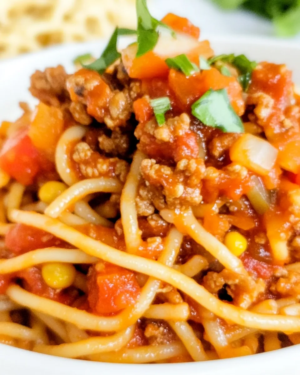 Delicious Taco Spaghetti (Vegan!) food shot