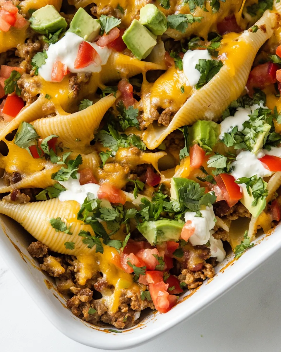 Delicious Taco Stuffed Shells shot
