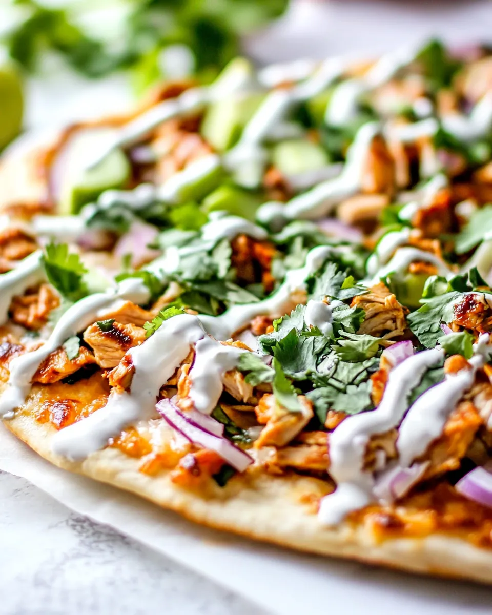 Homemade Thai Chicken Flatbread Pizza photo