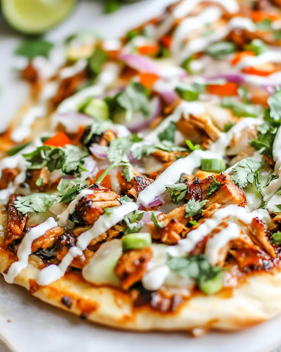 Delicious Thai Chicken Flatbread Pizza dish photo