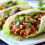Homemade Thai Chicken Peanut Lettuce Tacos photo