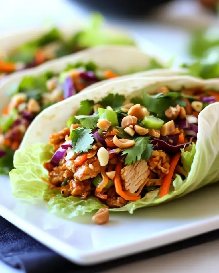 Homemade Thai Chicken Peanut Lettuce Tacos photo
