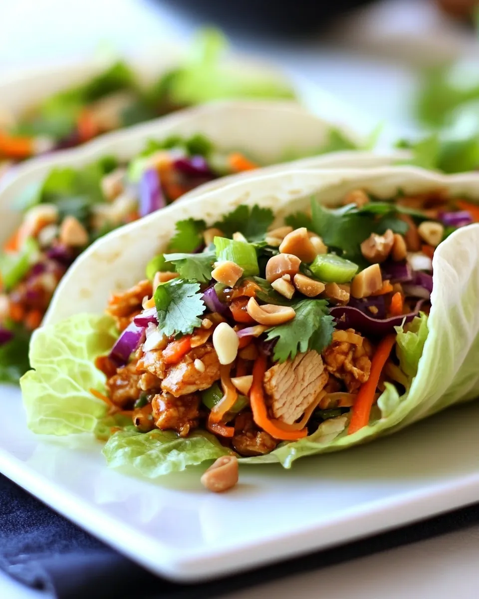 Homemade Thai Chicken Peanut Lettuce Tacos photo