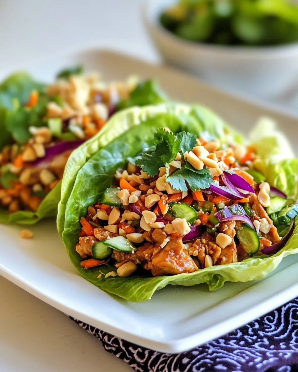 Classic Thai Chicken Peanut Lettuce Tacos image