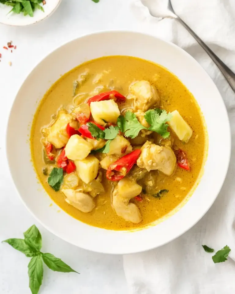 Homemade Thai Pineapple Yellow Chicken Curry with Coconut Milk recipe photo