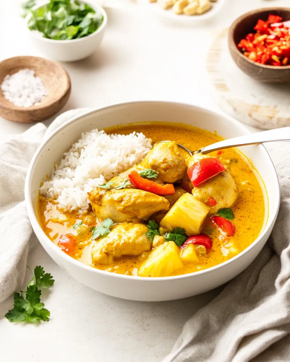 Classic Thai Pineapple Yellow Chicken Curry with Coconut Milk dish photo