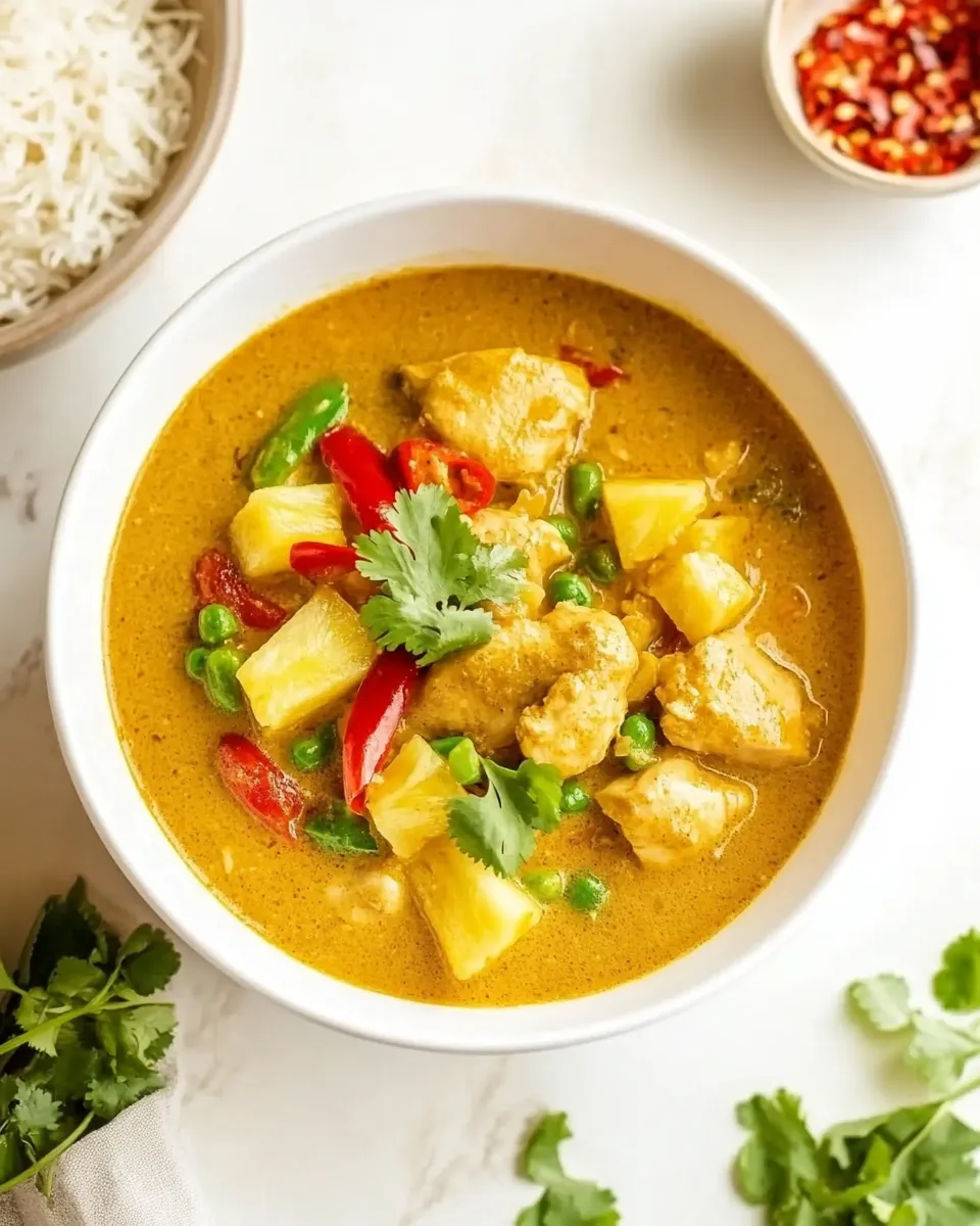 Easy Thai Pineapple Yellow Chicken Curry with Coconut Milk food shot