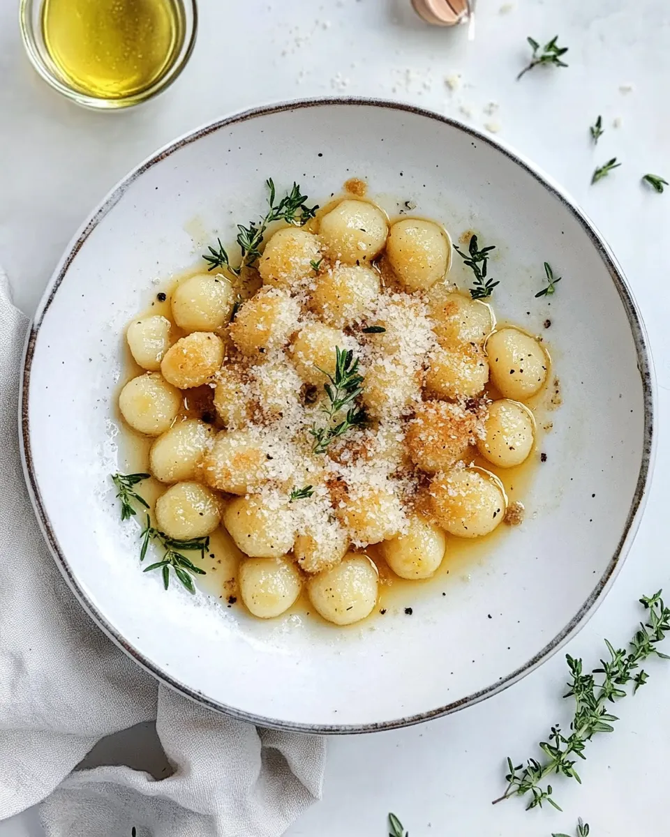 delicious Toasted Gnocchi with Herb Brown Butter. shot