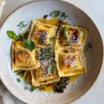 Homemade Toasted Skillet Ravioli with Lemon & Brown Butter. photo