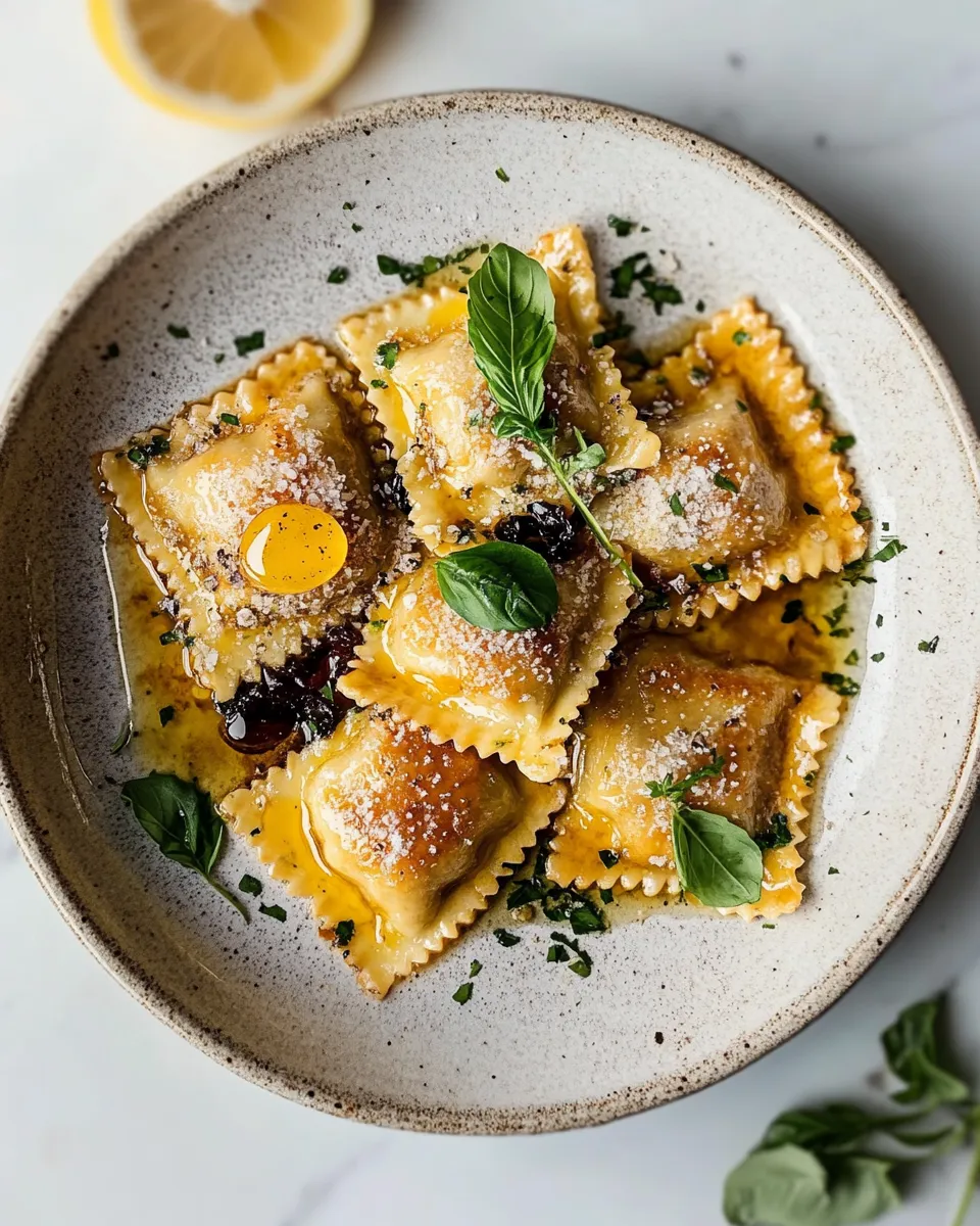 Delicious Toasted Skillet Ravioli with Lemon & Brown Butter. dish photo
