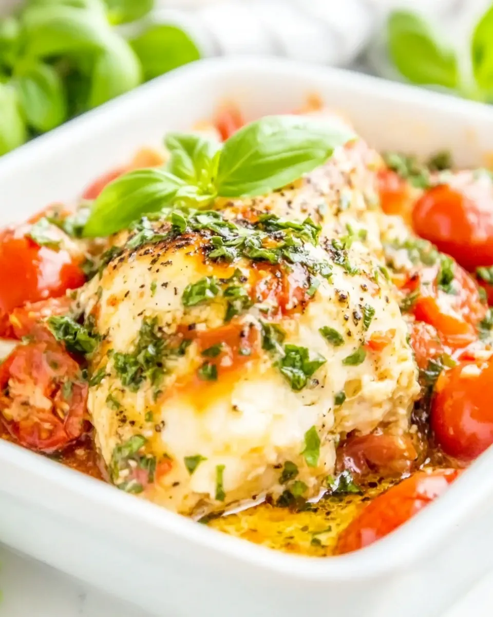 Easy Tomato Basil Baked Chicken food shot