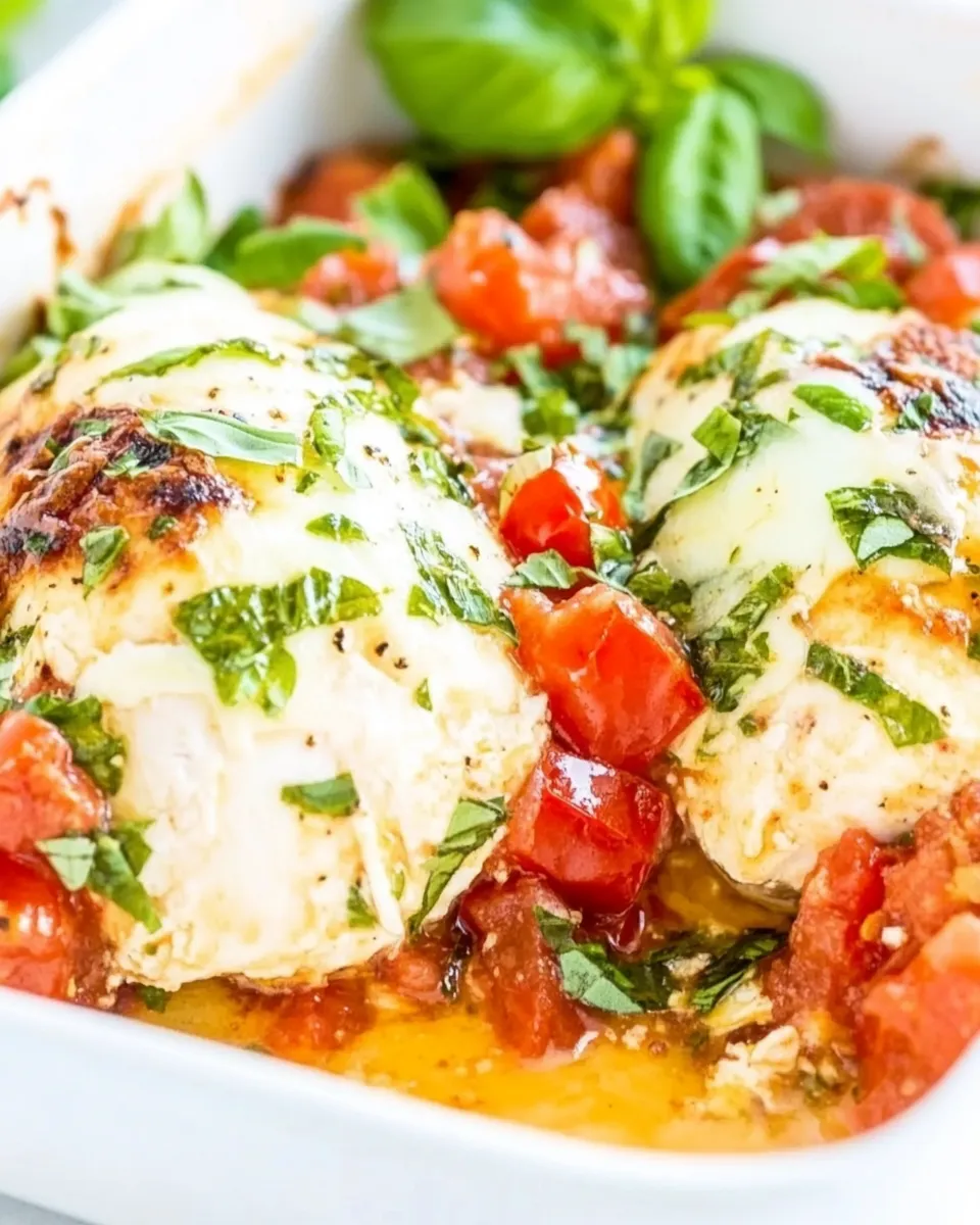 Delicious Tomato Basil Baked Chicken plate image