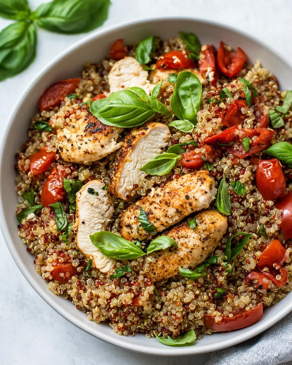 Delicious Tomato Basil Chicken Quinoa dish photo