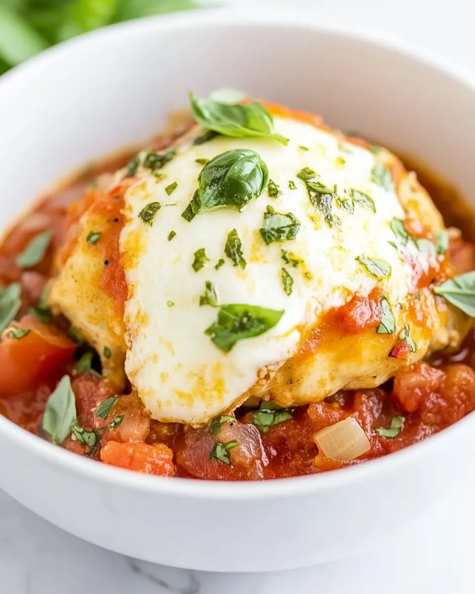 Delicious Tomato, Basil, and Mozzarella Chicken plate image