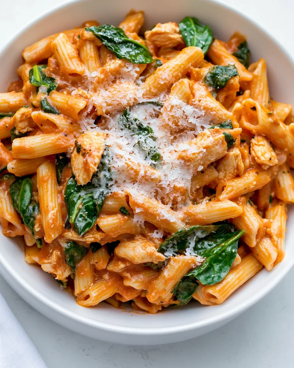 Classic Tomato Spinach Chicken Pasta image