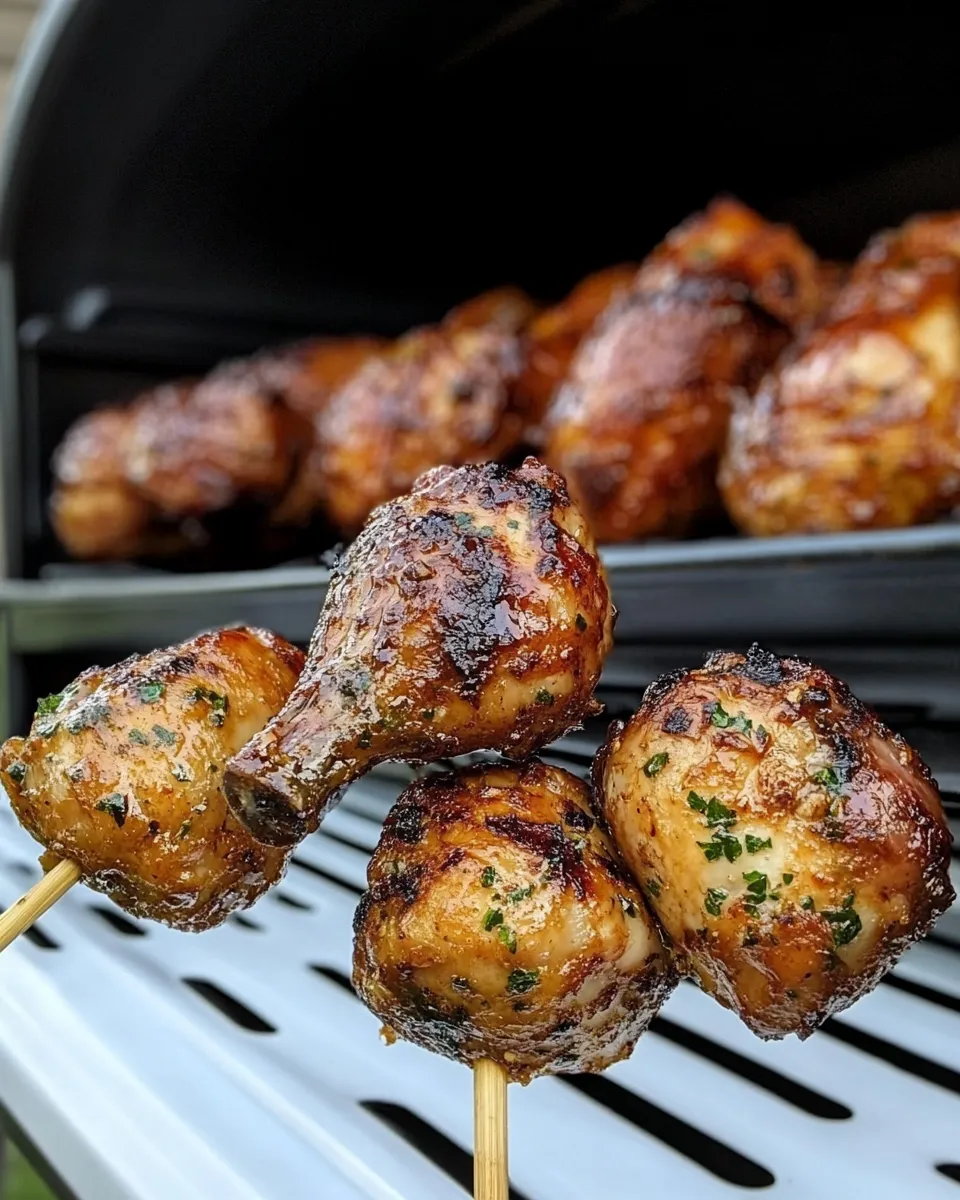 Delicious Traeger BBQ Smoked Chicken Lollipops plate image