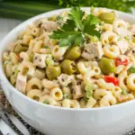 homemade Tuna Macaroni Salad with Green Olives photo