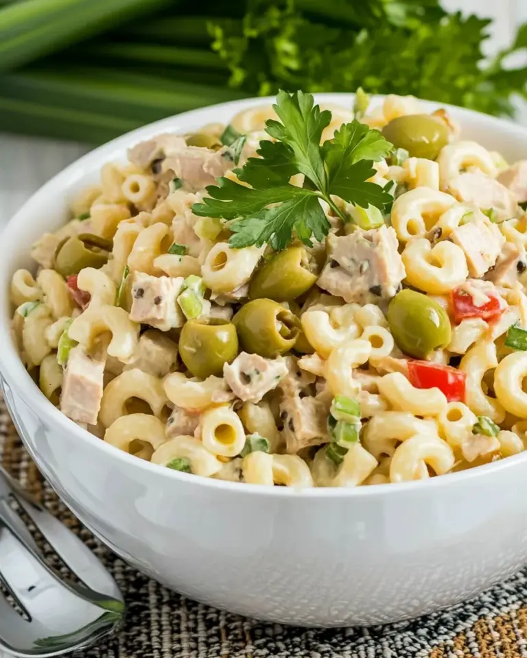 homemade Tuna Macaroni Salad with Green Olives photo