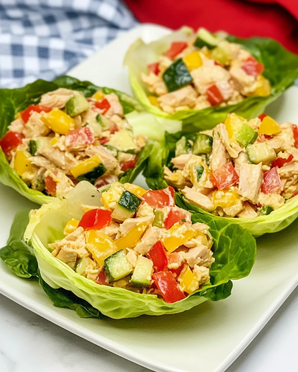 Easy Tuna Salad Lettuce Wraps food shot