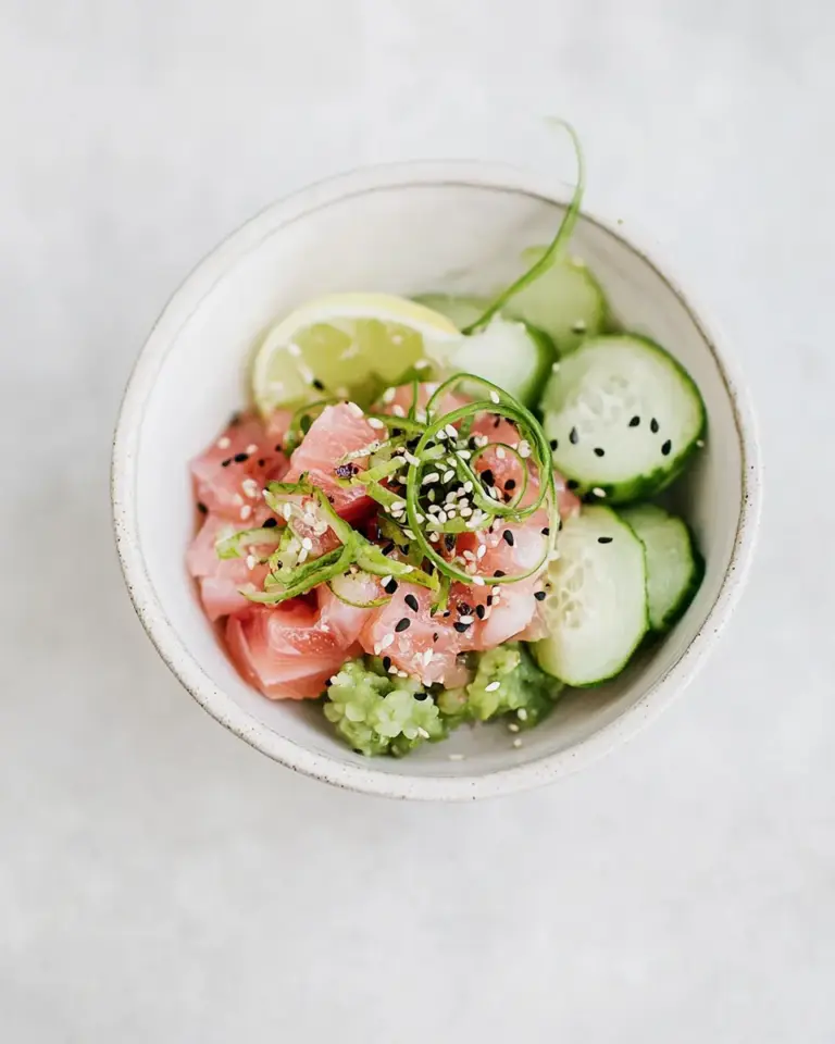 Homemade Tuna tartare with togarashi dressing photo