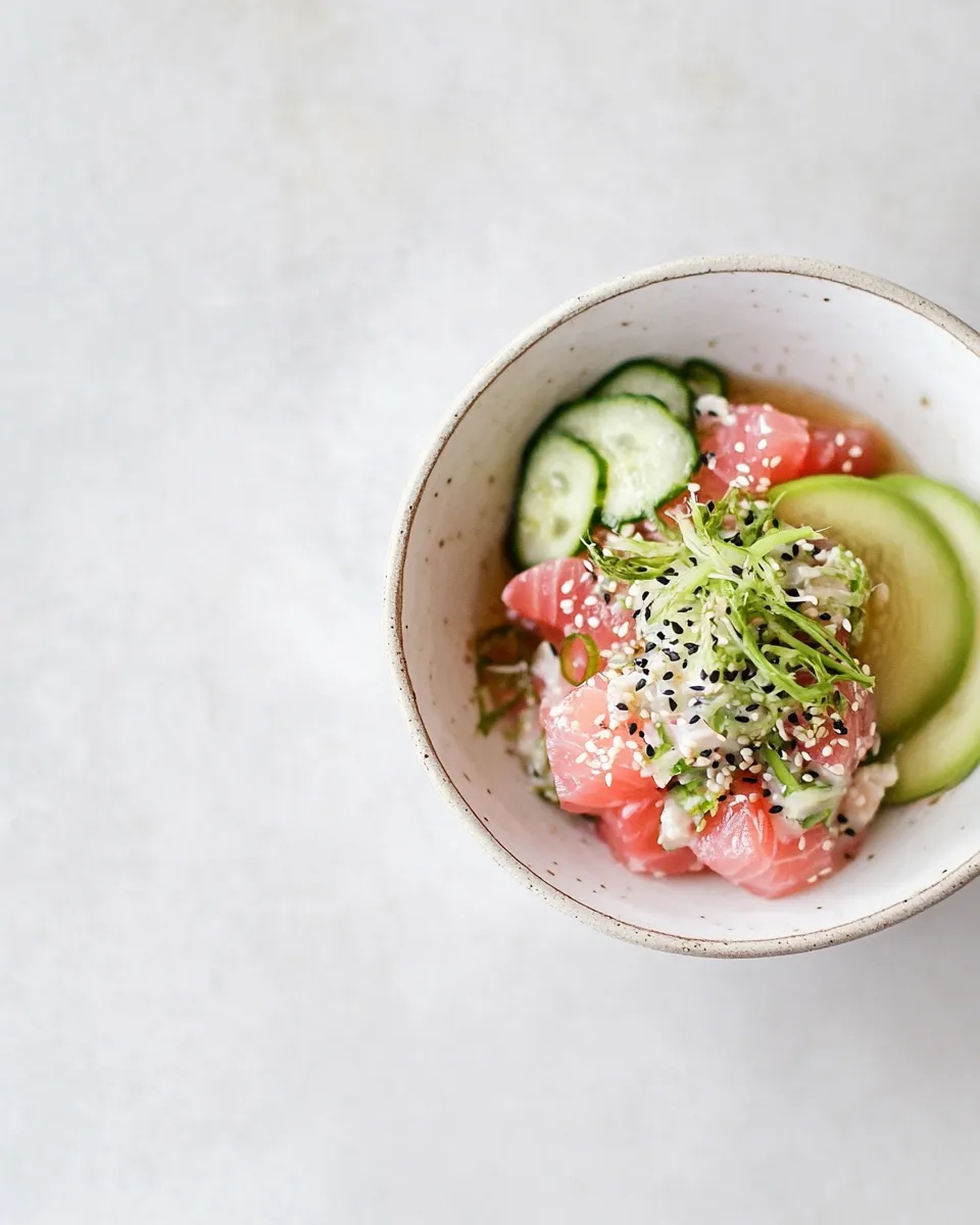 Delicious Tuna tartare with togarashi dressing dish photo