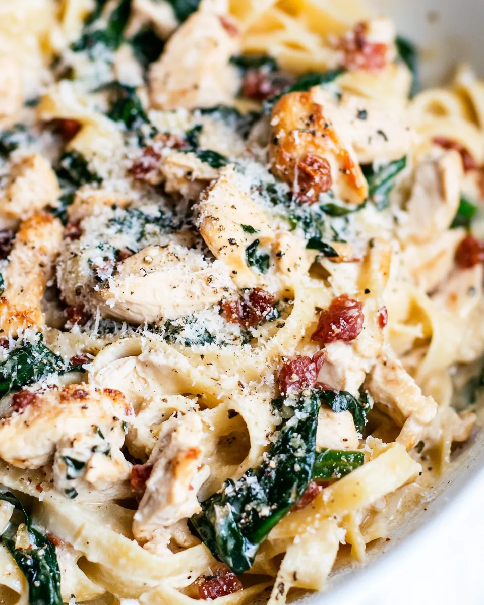delicious Tuscan Chicken Pasta Recipe (ONE PAN!) shot