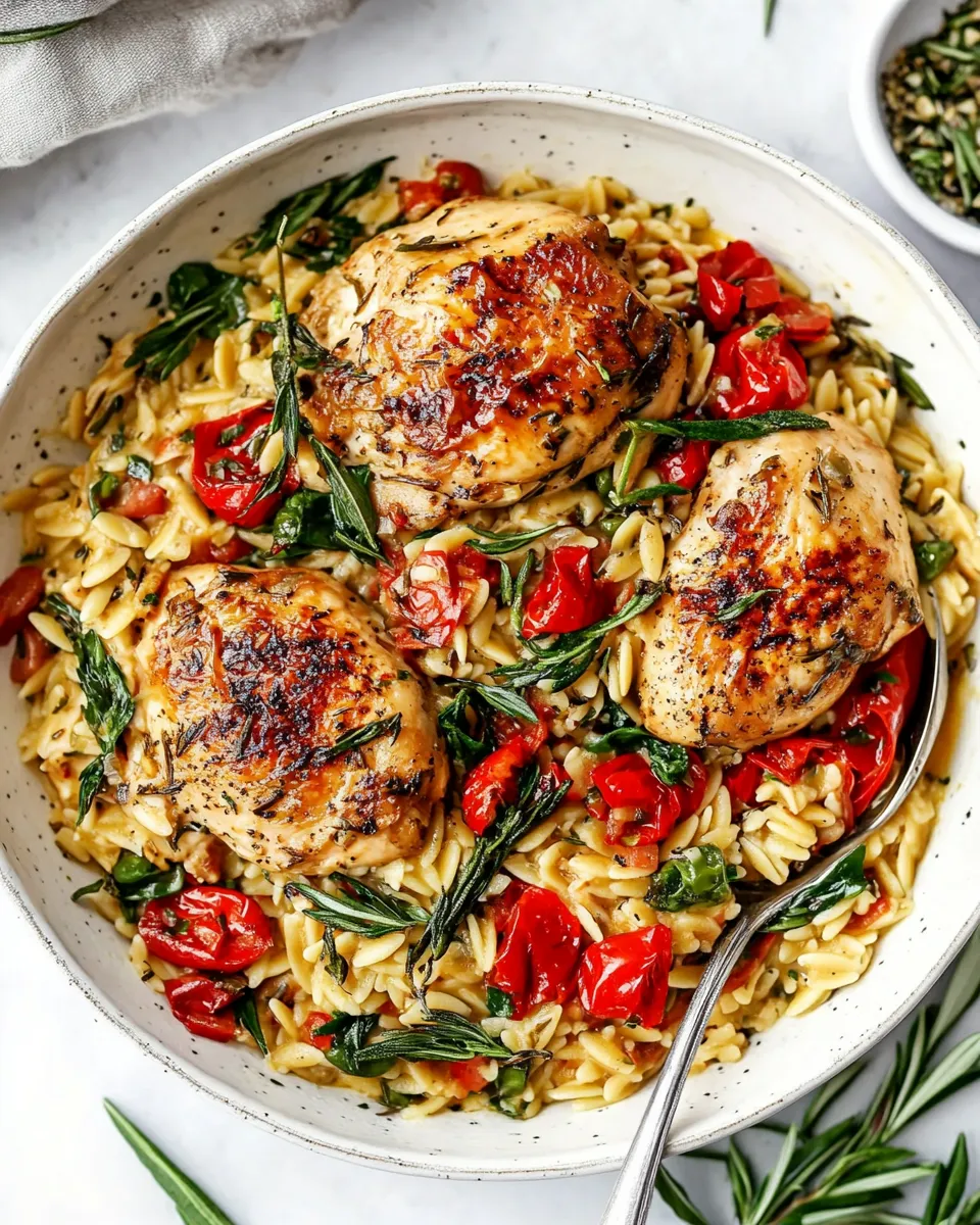 Easy Tuscan Chicken and Orzo recipe image